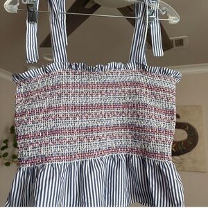 Striped and Smocked Tank Top